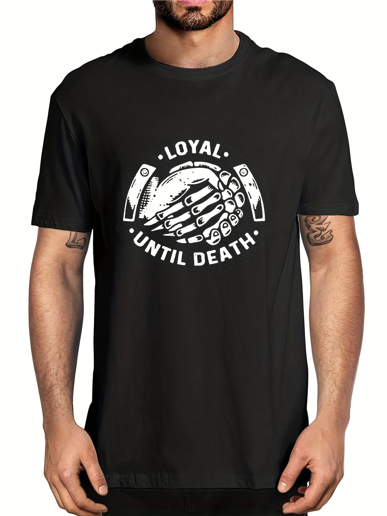 Men's Loyal Until Death Letter Print T-shirt