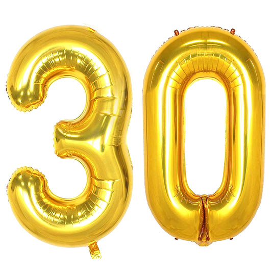 Gold Number Balloons 30 40 50 60 Big Giant Foil Mylar for Birthday Party