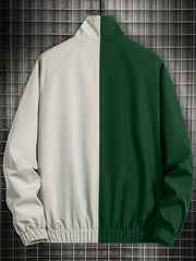 Men's Casual Stand Collar Zip Up Jacket For Spring Fall Outdoor