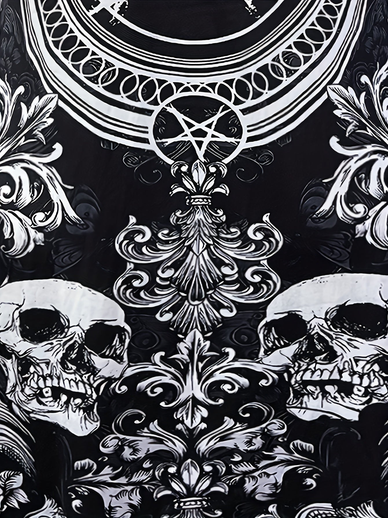 Goth Cami Dress Women's Plus Skull & Floral Print Criss Cross V Neck