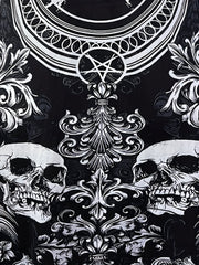 Goth Cami Dress Women's Plus Skull & Floral Print Criss Cross V Neck