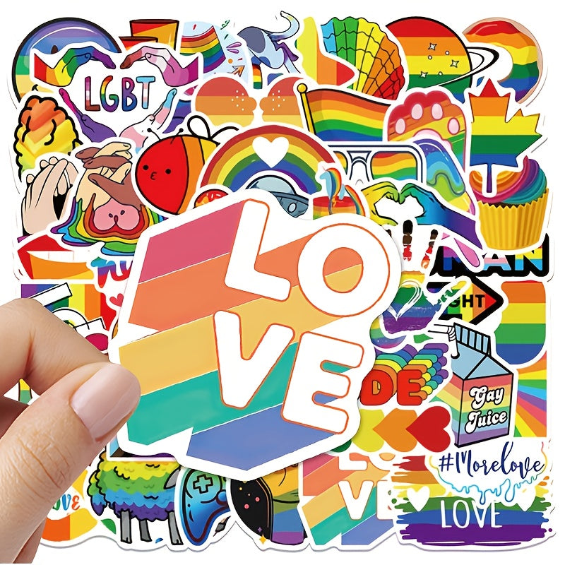 50Pcs Rainbow Waterproof Stickers For Water Bottle Laptop Scrapbook Lugg
