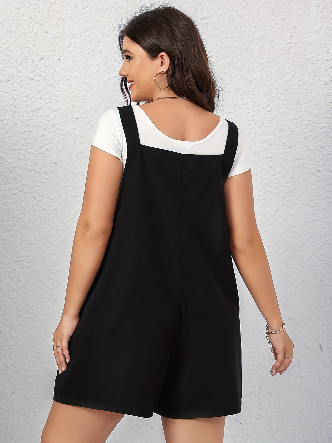 Plain Tie Shoulder Loose Fit Overalls