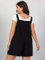 Plain Tie Shoulder Loose Fit Overalls