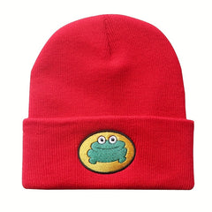 Cartoon Frog Embroidery Knit Hat Hip Hop Candy Warm Beanie Cap