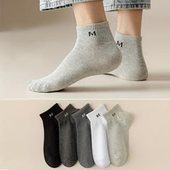 5 Pairs Letter Print Low Cut Ankle Socks Women's Stockings