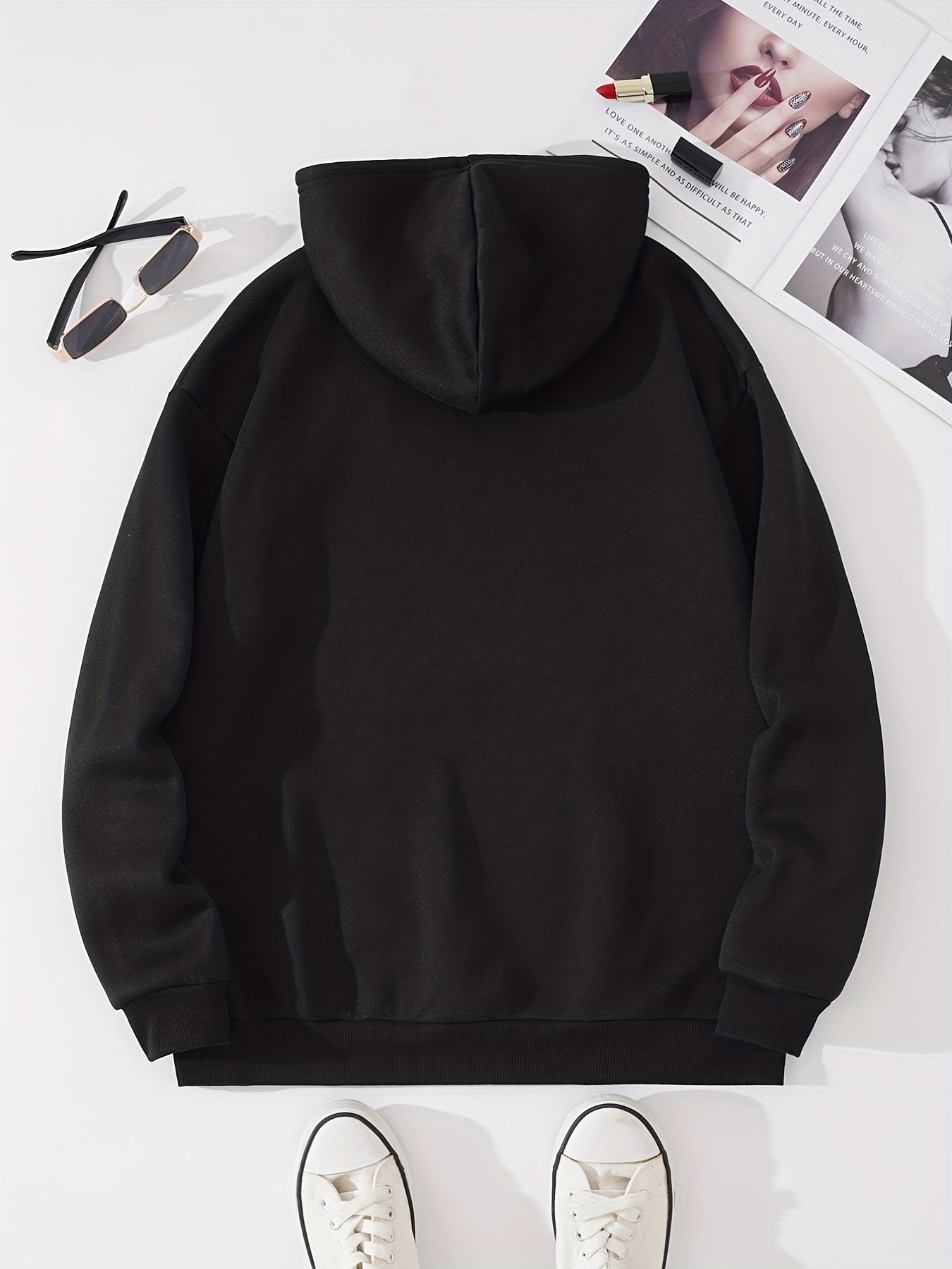 Solid Hoodies Casual Drawstring Long Sleeve Kangaroo Pocket Sweatshirt