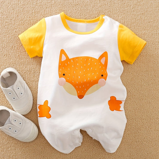 Animal Graphic Print Short Sleeve Romper Jumpsuit