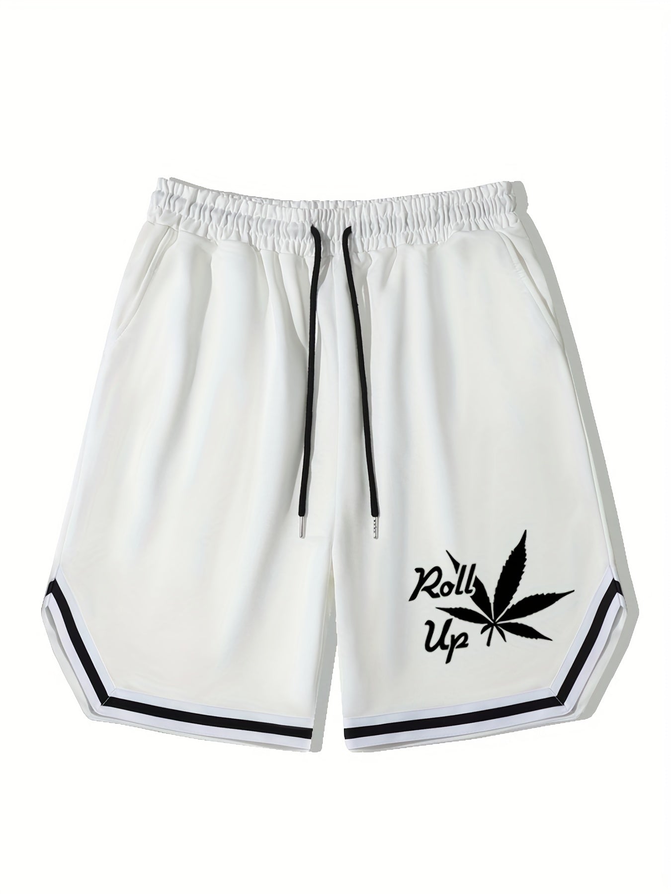 Leaf Pattern Drawstring Shorts for Men