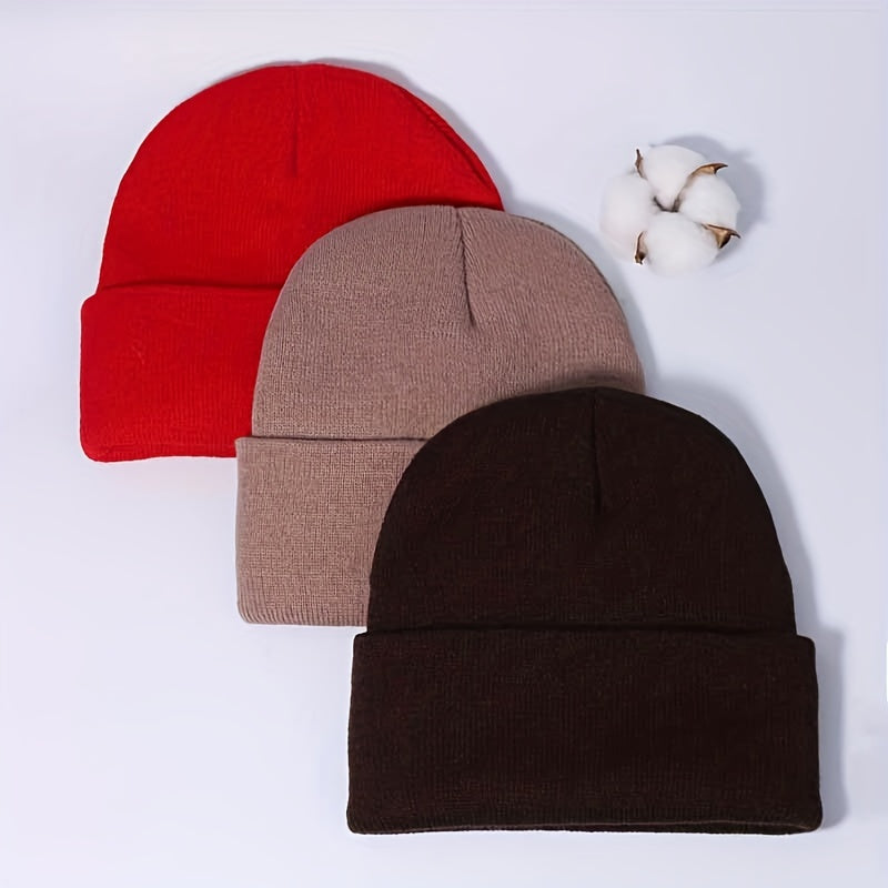 3pcs Women's Kids Winter Knitted Beanies