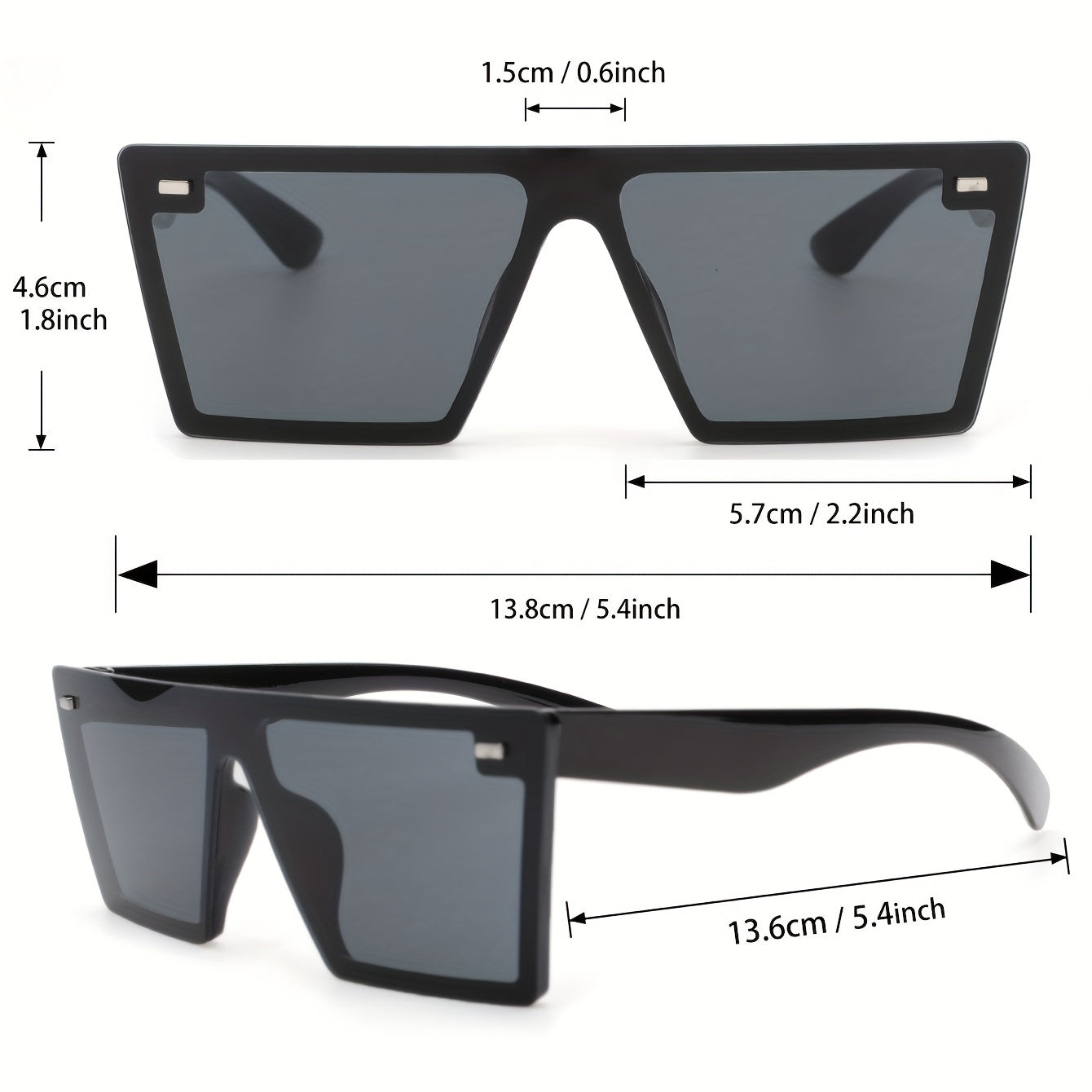 2 Pairs Men's Classic Square Rimless Sunglasses