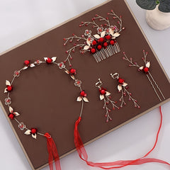 Chinese Red Wedding Hair Accessories Set