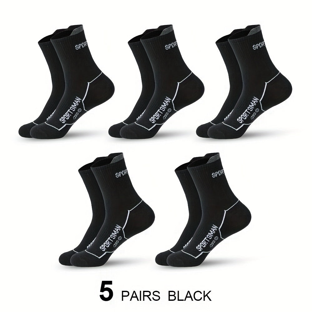 Men's Mid Calf Sports Socks for Running Cycling Fitness Basketball