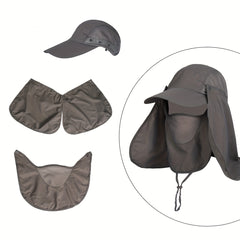 Quick Drying Sun Hat Detachable Neck Flap Mask Lightweight Baseball Cap