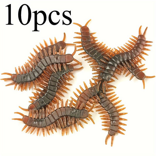 10pcs Realistic Prank Centipedes Orange PVC Halloween April Fool's Decoration