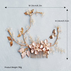 Flower Charm Hair Comb Rhinestone & Faux Pearl Hair Pin Bridal Wedding Headwear