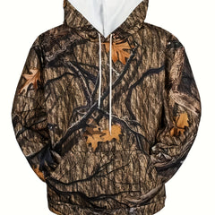 Men's Branches Print Hoodie Casual Hooded Sweatshirt