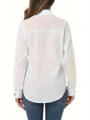 Plus Size Casual Blouse Women's Solid Long Sleeve Shirt Top