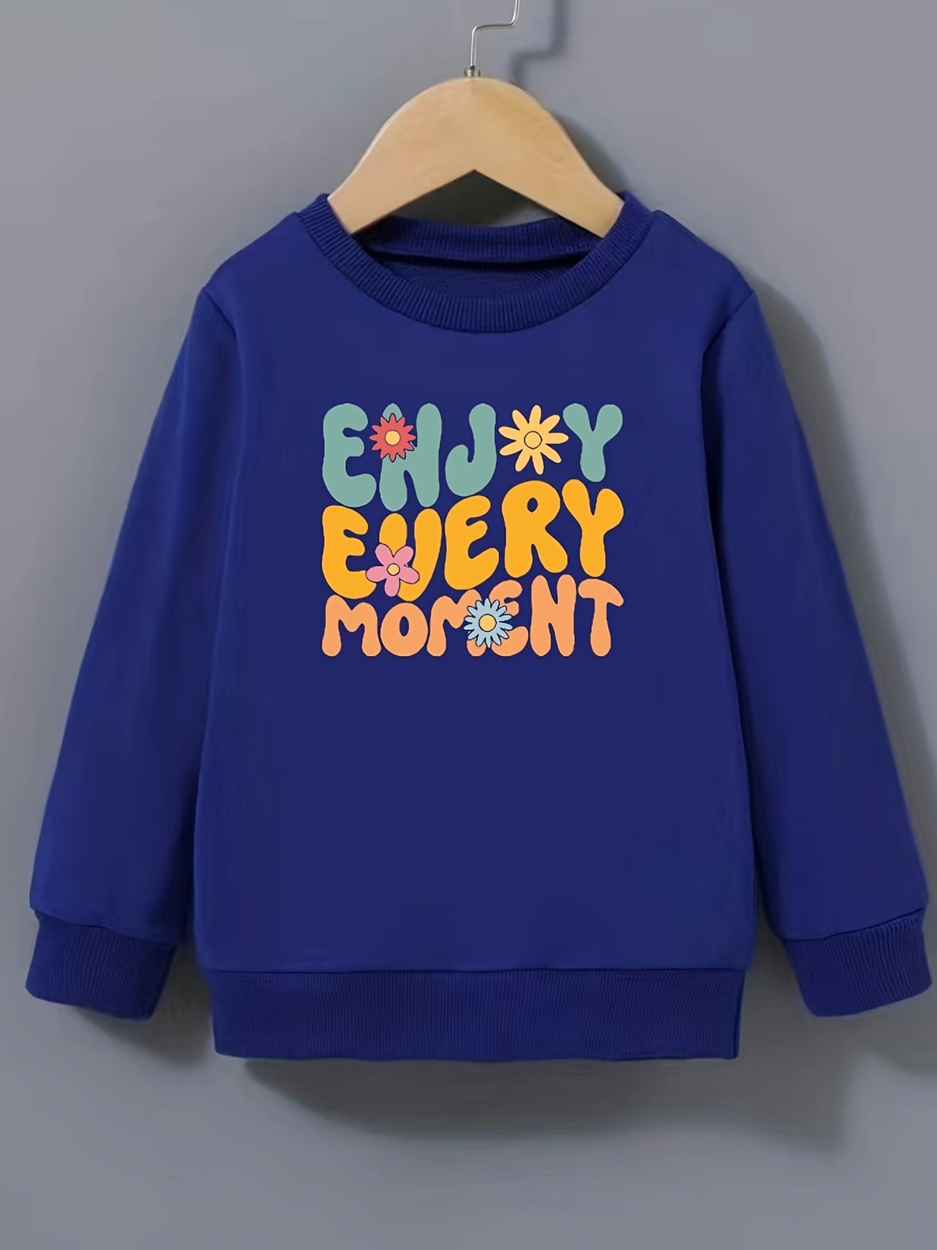 Cartoon 'Enjoy Every Moment' Pattern Sweatshirt For Girls