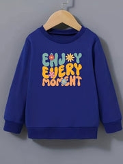 Cartoon 'Enjoy Every Moment' Pattern Sweatshirt For Girls