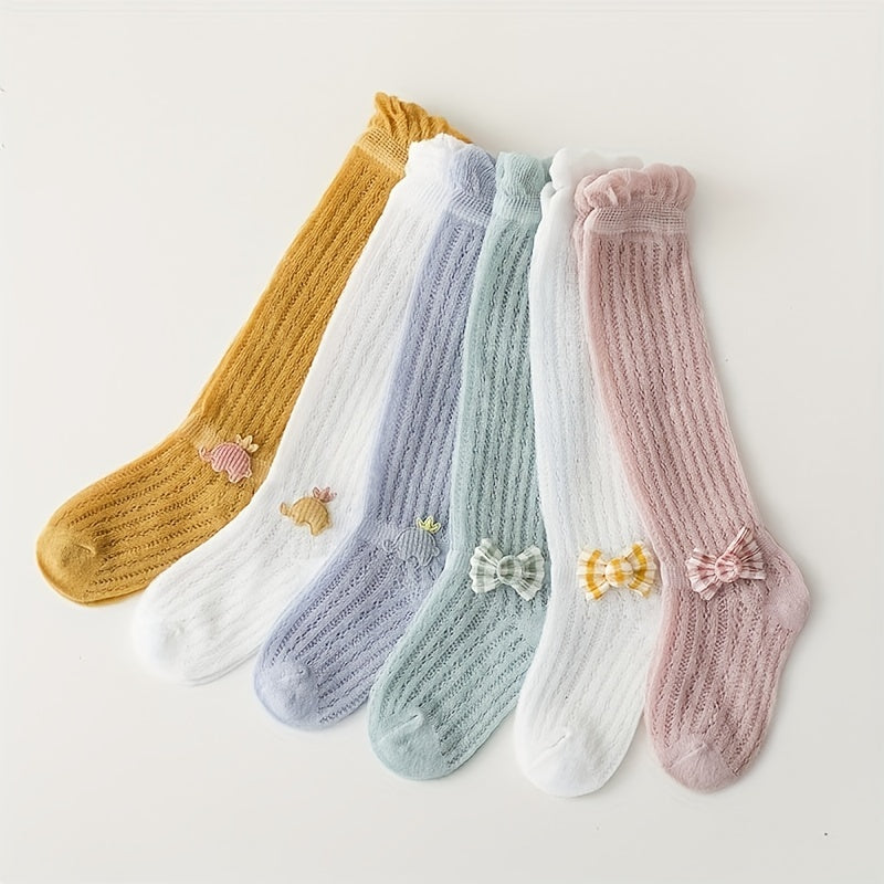 3 Pairs Baby Girls Over the Knee Long Socks Mesh Breathable Stockin