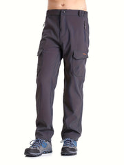 Men's Plush Thick Cargo Pants Windproof Waterproof Warm Outdoor Work Pants