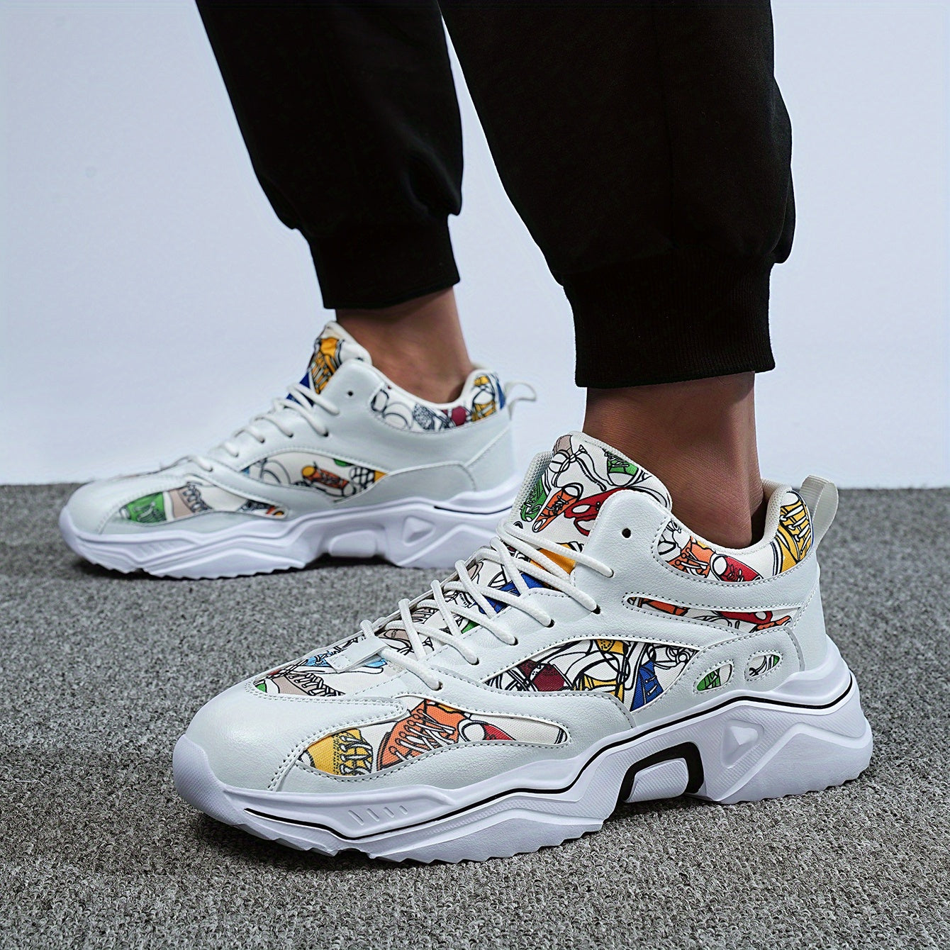 Number Print Lace Up Running Shoes Unisex Height Increased Casual Sneakers