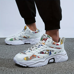 Number Print Lace Up Running Shoes Unisex Height Increased Casual Sneakers