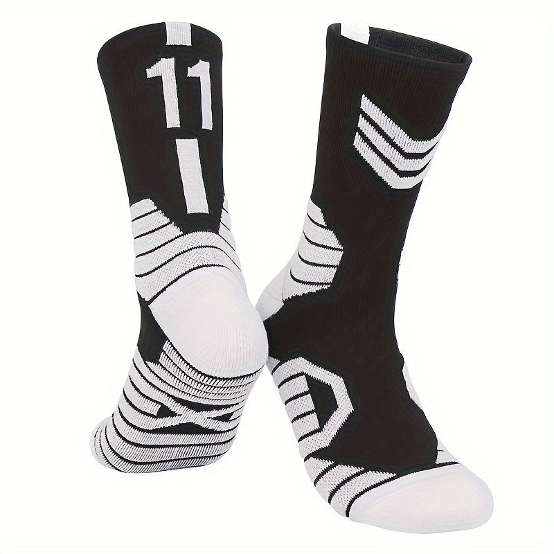 Men's Pro Basketball Mid Calf Socks High Elastic Sweat Absorbing Non Slip