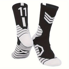 Men's Pro Basketball Mid Calf Socks High Elastic Sweat Absorbing Non Slip