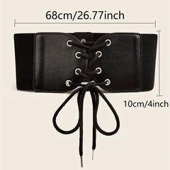 Solid Lace Up Belt Women's Elastic Wide Corset Waistband Dress Belt