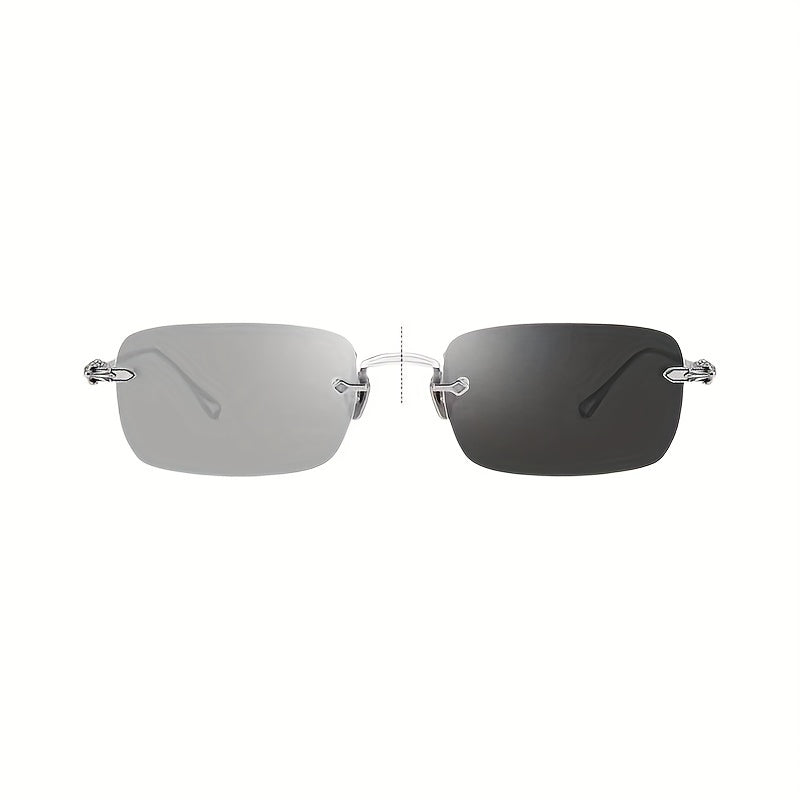 Men's Lightweight Frameless Changing Glasses with Anti Light Lens & Case