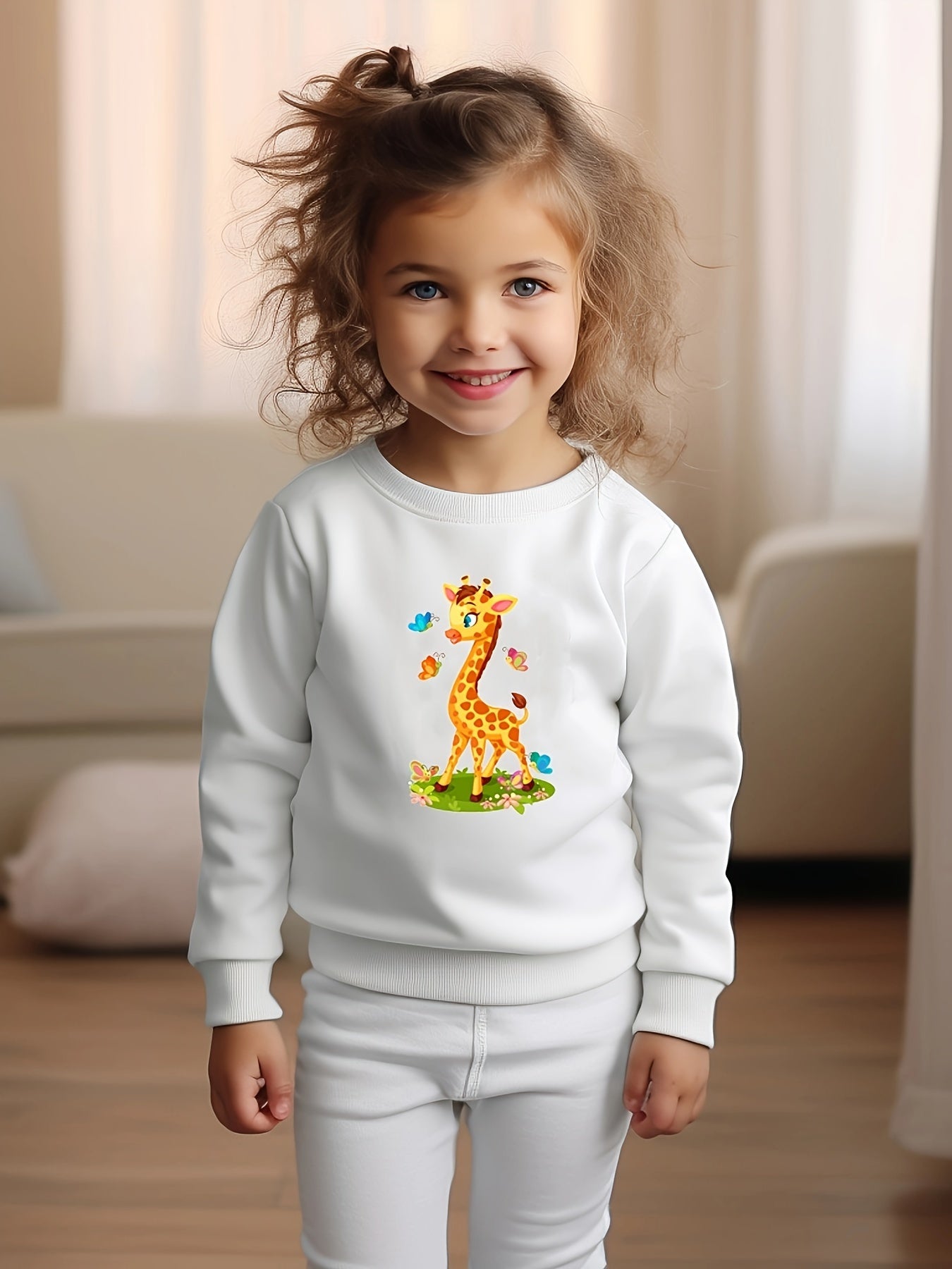 Toddler Kids Cartoon Giraffe Pattern Sweatshirt Top