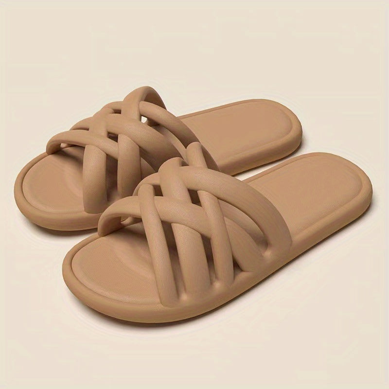 Women's Cross Decor Slippers Open Toe Non slip Comfy Indoor Slides