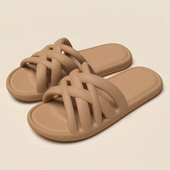 Women's Cross Decor Slippers Open Toe Non slip Comfy Indoor Slides