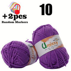 Mini Soft Cotton Yarn Set with Purple Markers 25g 2pcs 2.5mm