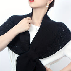 Knitted Triangle Shawl Wrap Fishtail Pattern Hollow Knitted Shawl