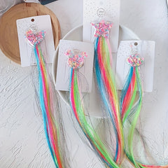 Rainbow Braided Wig Hair Clip for Kids with Colorful Accessories