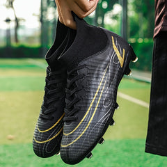 Men's Breathable Soccer Shoes High Top AG TF Cleats Football Boots