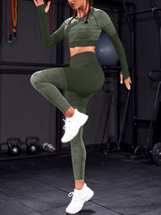 2pcs Yoga Suits Crop Top & High Waist Leggings Women's Activewear