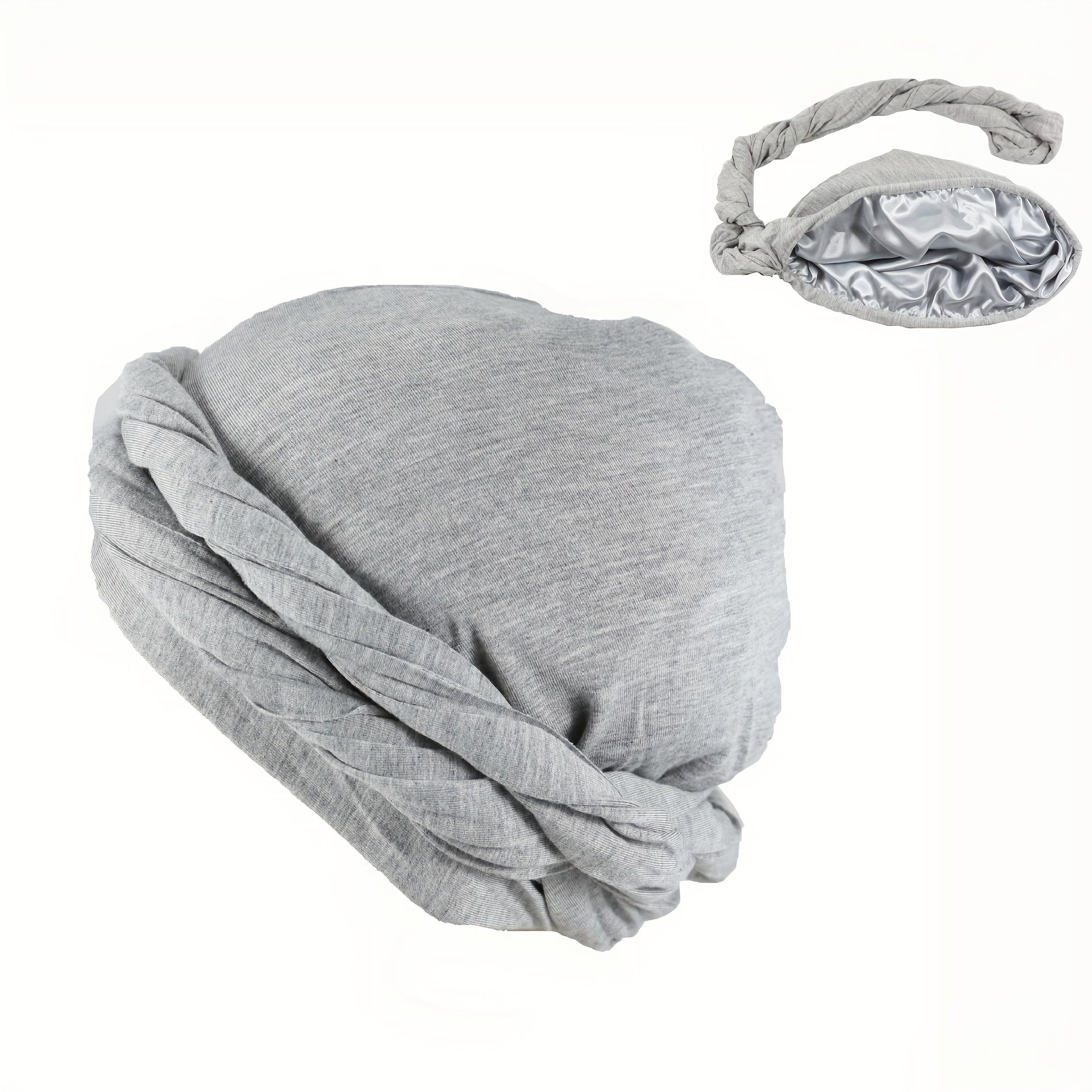 Men's Bandana Hat Braid Scarf Hat Wrap Head Hat Soft Satin Inner Hat