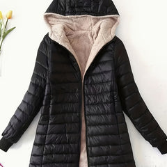 Hooded Slim Fit Fleece Padded Jacket Women's Winter Coat