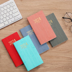 English Schedule Book for Students and Office - Leather Daily Planning Notebook