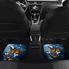 4pcs Colorful Butterflies Car Floor Mats Water Absorbent Non-Slip
