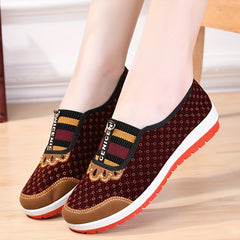 Women's Retro Print Flat Shoes Winter Warm Walking Shoes
