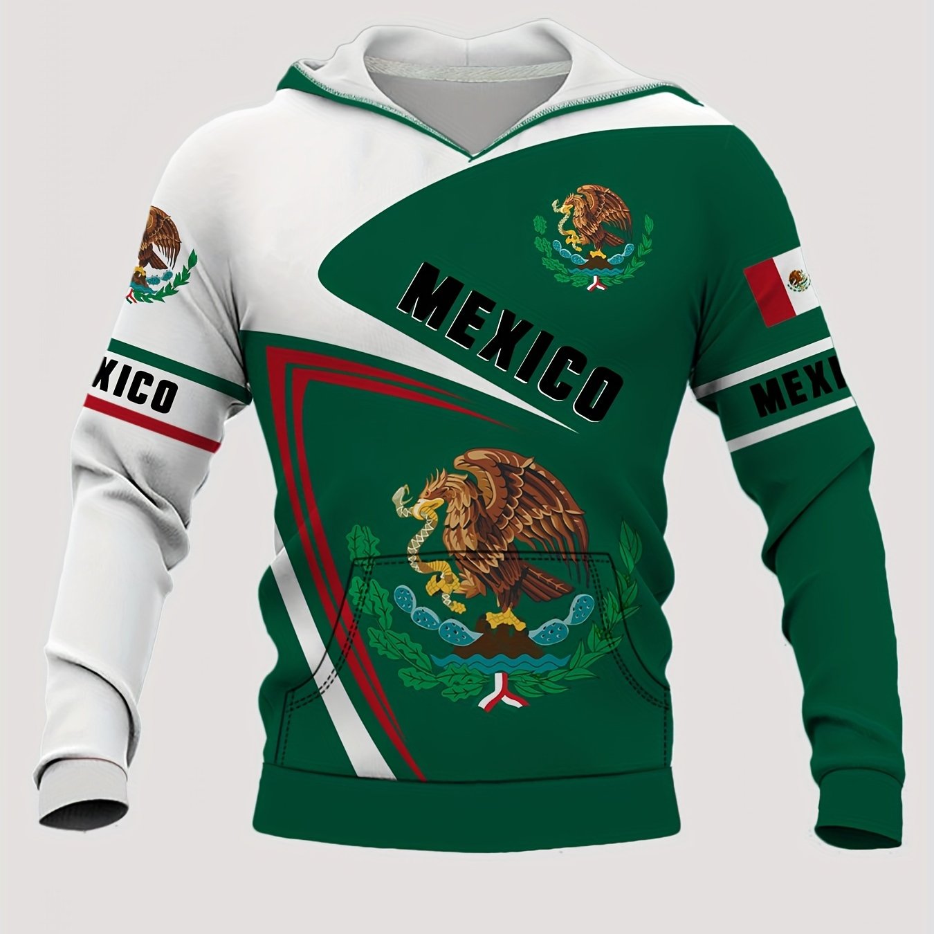 MEXICO Eagle And Snake Print Hoodie For Men