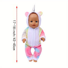 Unicorn Baby Doll Onesie Fits 16-18 Inch Dolls