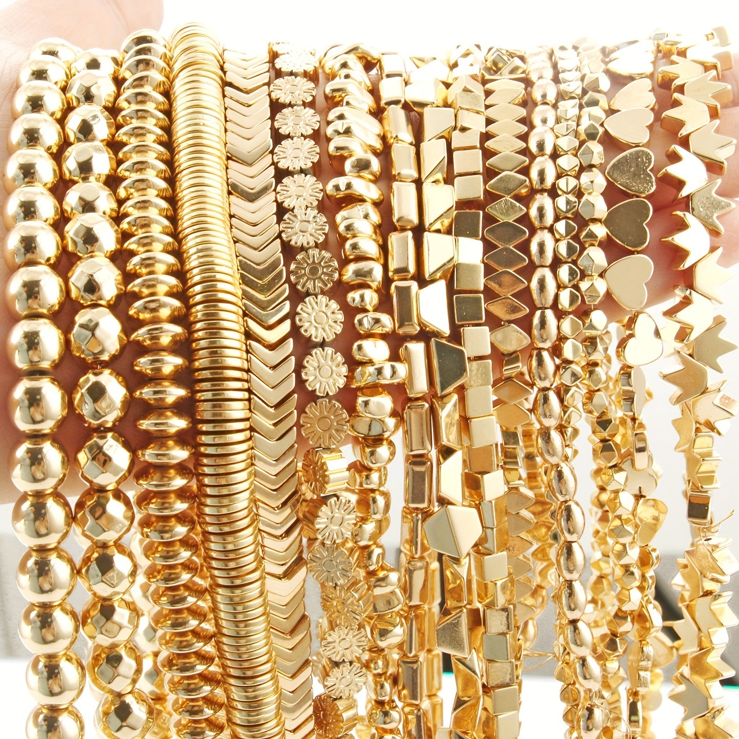 AAA Natural Golden Plated Hematite Beads for DIY Jewelry Making