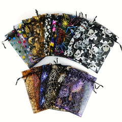 10pcs Halloween Organza Gift Bags Random Mix Pouch