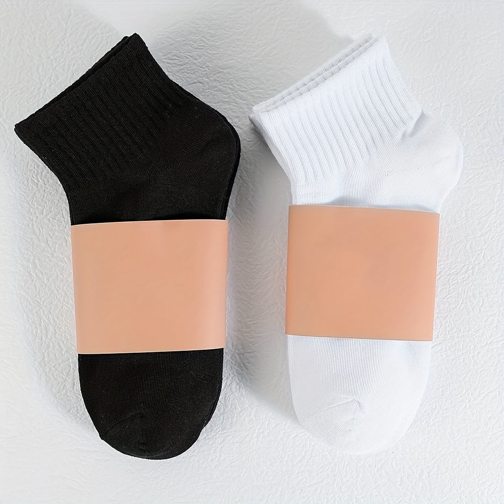 5 Pairs Teenage Cotton Blend Mid-Calf Crew Socks